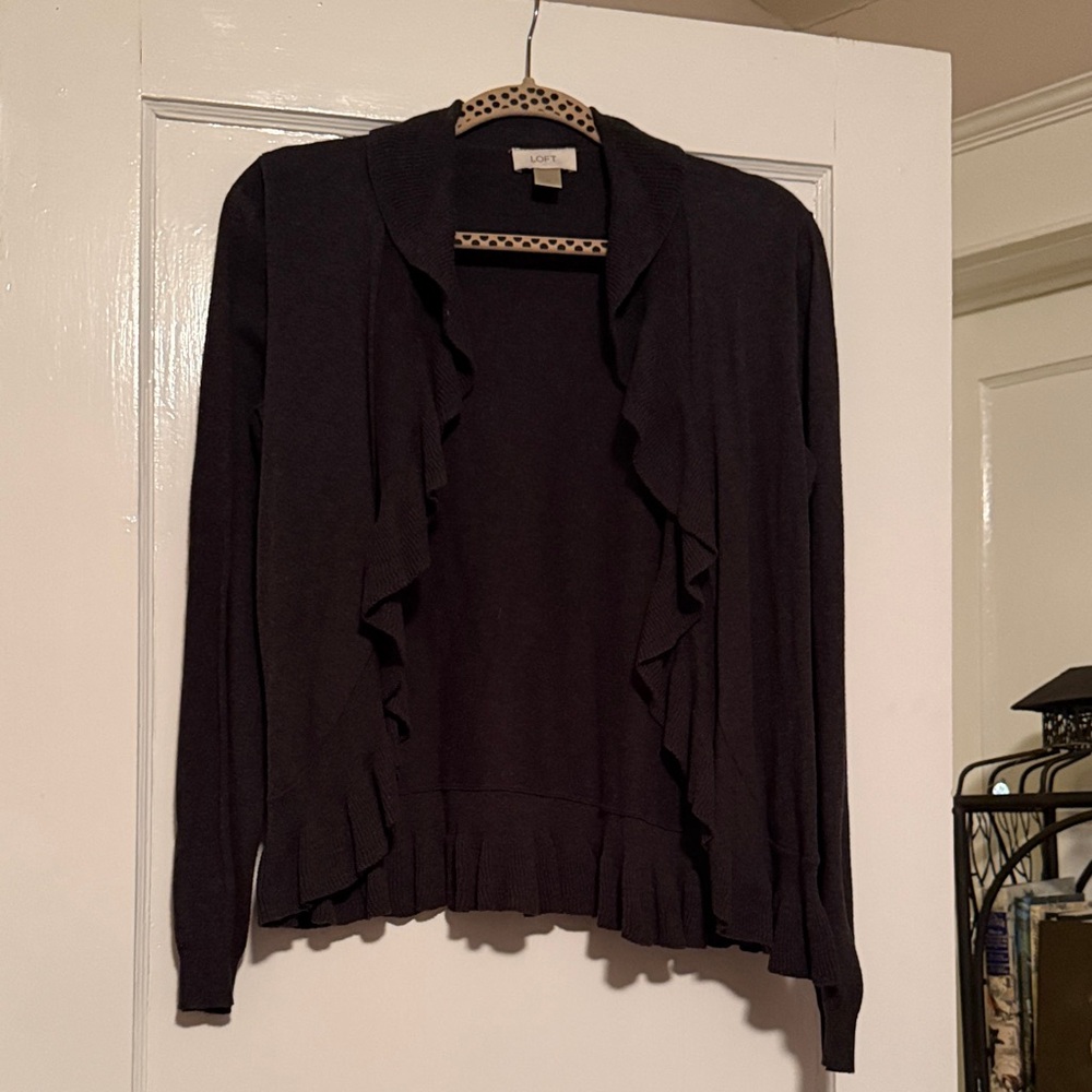 LOFT Women's Dark Grey Cardigan Sweater